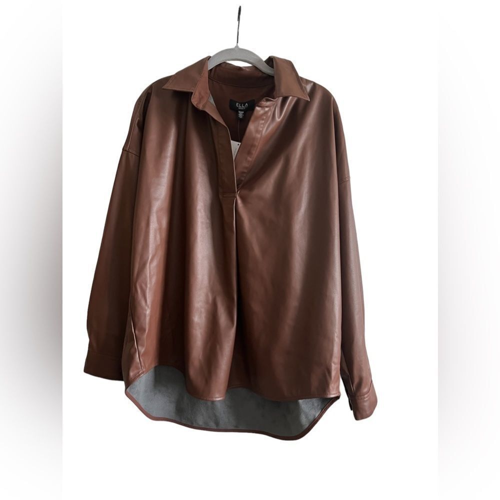 💙ELLA RAFAELLA faux leather popover shirt - Picture 6 of 7